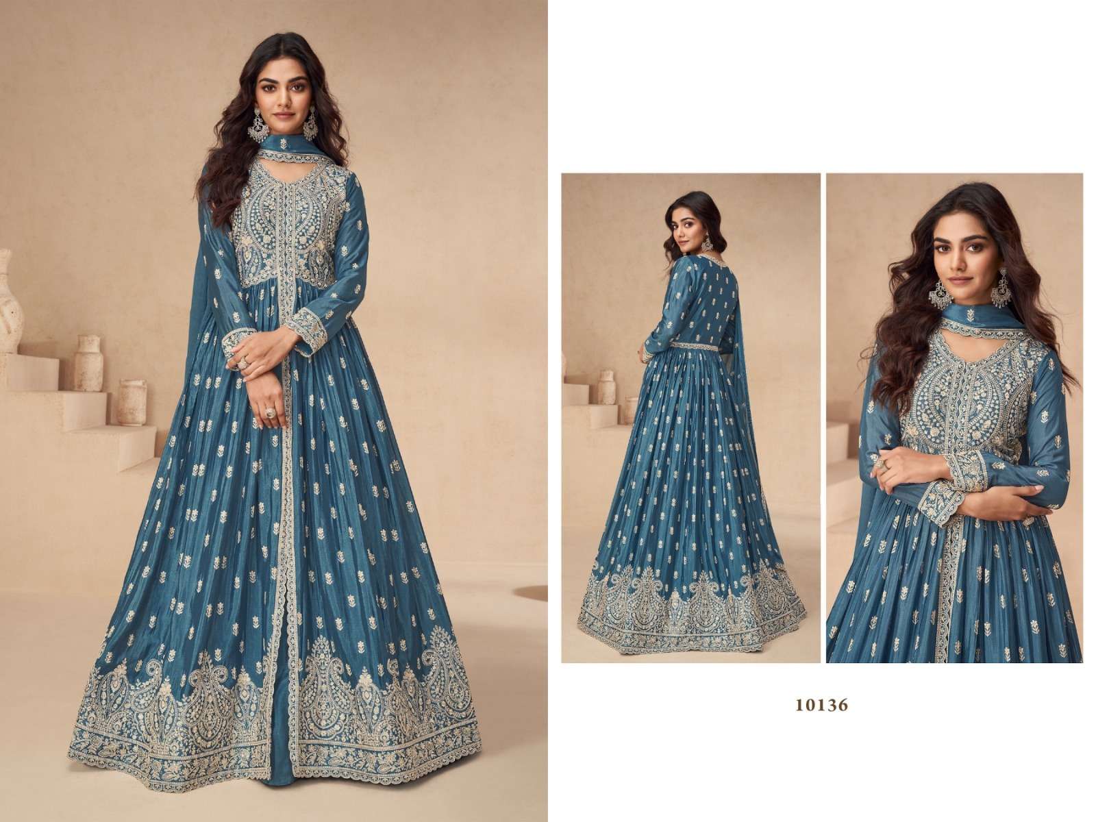 10136 VOL 39 COLOURS BOUTIQUE HEAVY WORK GOWN 3 PIECE SUIT WEDDING TYPE WHOLESALER